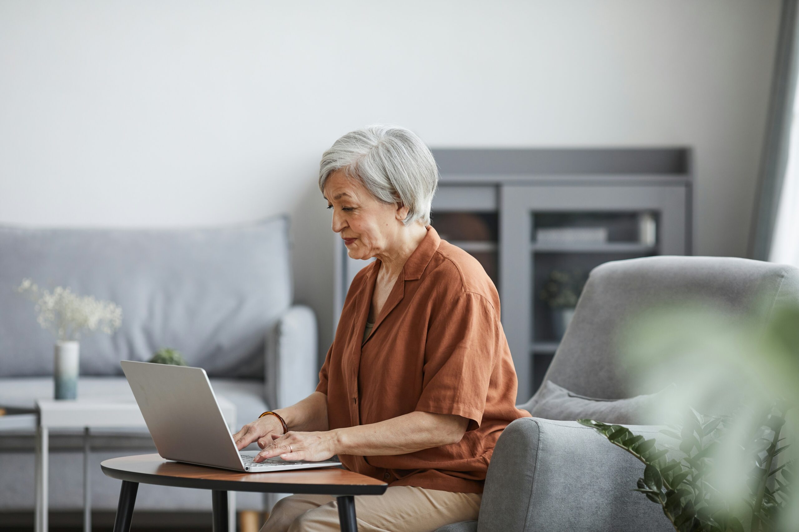 woman working a low-stress job after retirement.